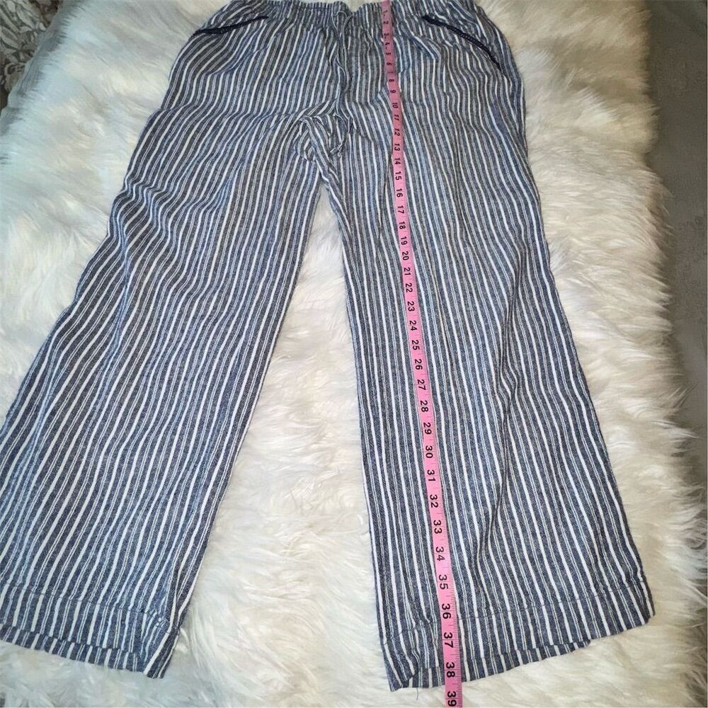 Briggs Women's XL Blue Striped Wide-Leg Linen Blend Pants Casual - Picture 9 of 12